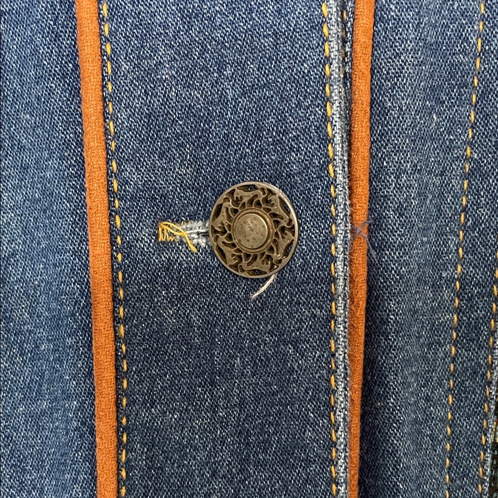 Erin London Boho Jean Jacket with Baroque Tapestry Panels - Vintage - Picture 5 of 9